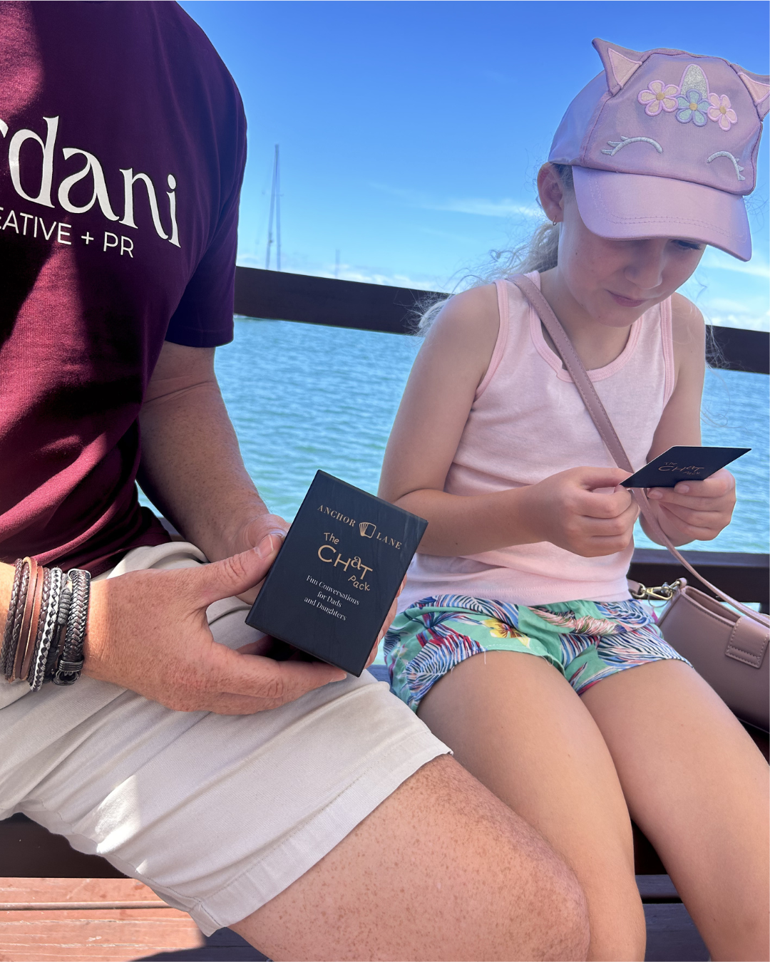 Dad and Daughter beach The Chat Pack